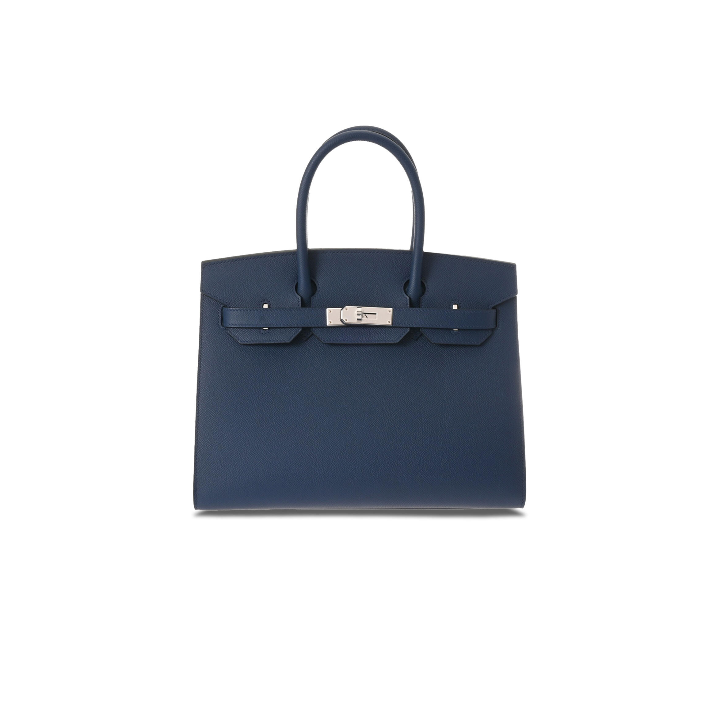 H**me5 BIRKIN 30 EPSOM LEATHER DUCK BLUE SILVER BUCKLE PLATINUM BAG 614760 (30*23*15cm) Master Quality